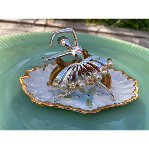 unbranded Jewelry - Vintage Dancing Ballerina Brooch Rhinestone Pearls